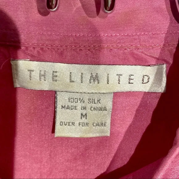 The Limited 100% Silk Pink Button Down Long Sleeve Blouse Medium - Picture 6 of 11